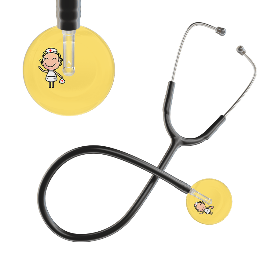 Ultrascope Single Stethoscope Light Yellow F2 Cartoon Nurse / Adult / Black Cartoon Nurse Stethoscope