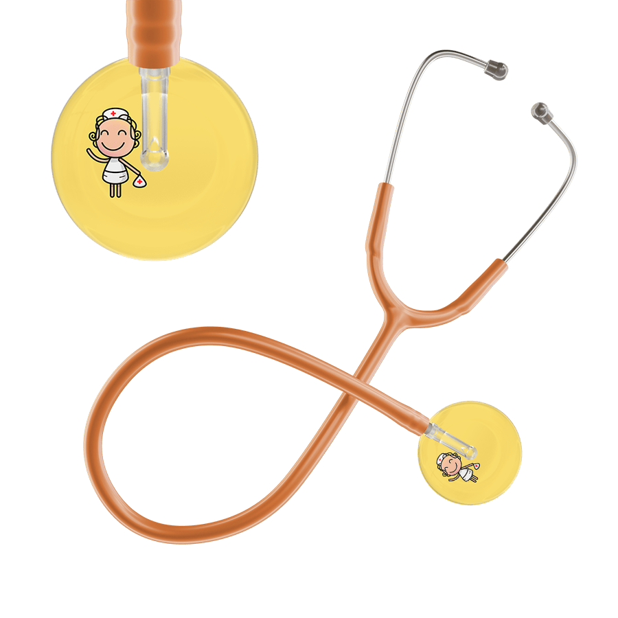 Ultrascope Single Stethoscope Light Yellow F2 Cartoon Nurse / Adult / Caramel Cartoon Nurse F2 Skin Stethoscope