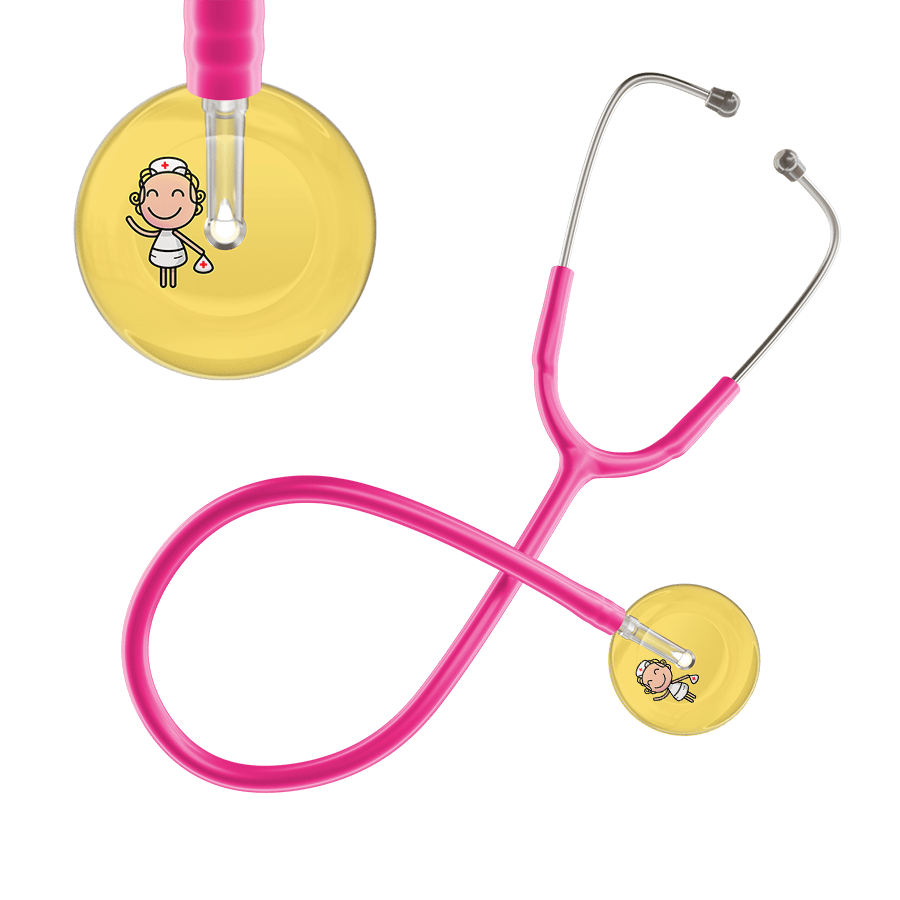 Ultrascope Single Stethoscope Light Yellow F2 Cartoon Nurse / Adult / Hot Pink Cartoon Nurse F2 Skin Stethoscope