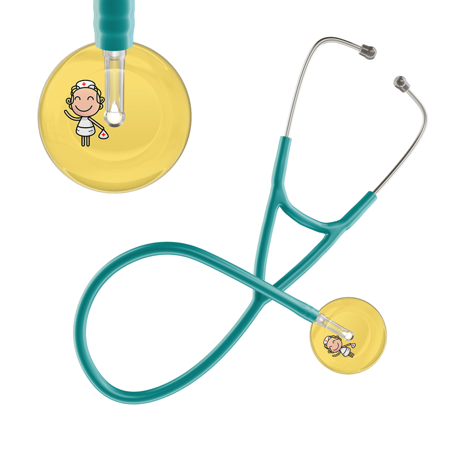 Ultrascope Single Stethoscope Light Yellow F2 Cartoon Nurse / Adult / Jade Cartoon Nurse F2 Skin Cardiology Stethoscope