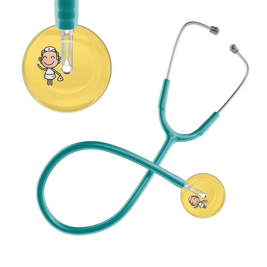 Ultrascope Single Stethoscope Light Yellow F2 Cartoon Nurse / Pediatric / Jade Cartoon Nurse F2 Skin Stethoscope