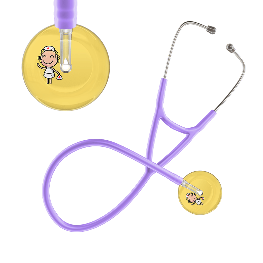 Ultrascope Single Stethoscope Light Yellow F2 Cartoon Nurse / Adult / Lavender Cartoon Nurse F2 Skin Cardiology Stethoscope