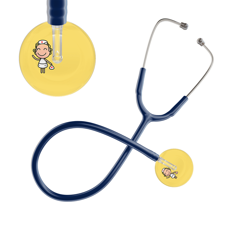 Ultrascope Single Stethoscope Light Yellow F2 Cartoon Nurse / Adult / Navy Cartoon Nurse Stethoscope