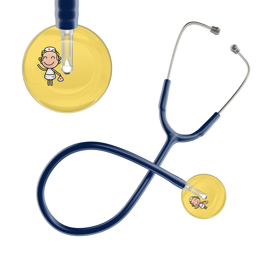Ultrascope Single Stethoscope Light Yellow F2 Cartoon Nurse / Pediatric / Navy Cartoon Nurse F2 Skin Stethoscope