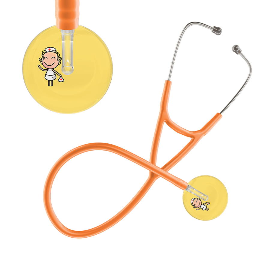 Ultrascope Single Stethoscope Light Yellow F2 Cartoon Nurse / Adult / Orange Cartoon Nurse Cardiology Stethoscope