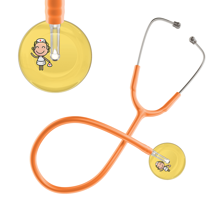 Ultrascope Single Stethoscope Light Yellow F2 Cartoon Nurse / Adult / Orange Cartoon Nurse F2 Skin Stethoscope