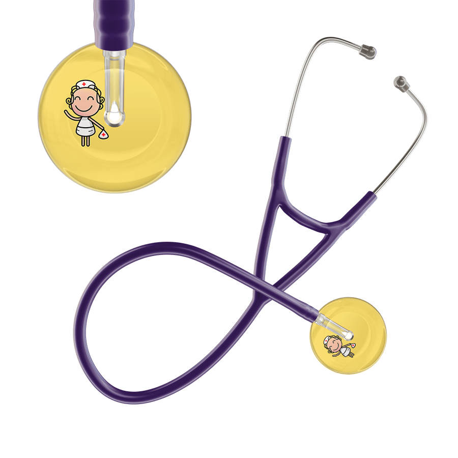 Ultrascope Single Stethoscope Light Yellow F2 Cartoon Nurse / Adult / Purple Cartoon Nurse F2 Skin Cardiology Stethoscope