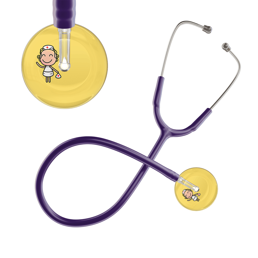 Ultrascope Single Stethoscope Light Yellow F2 Cartoon Nurse / Adult / Purple Cartoon Nurse F2 Skin Stethoscope