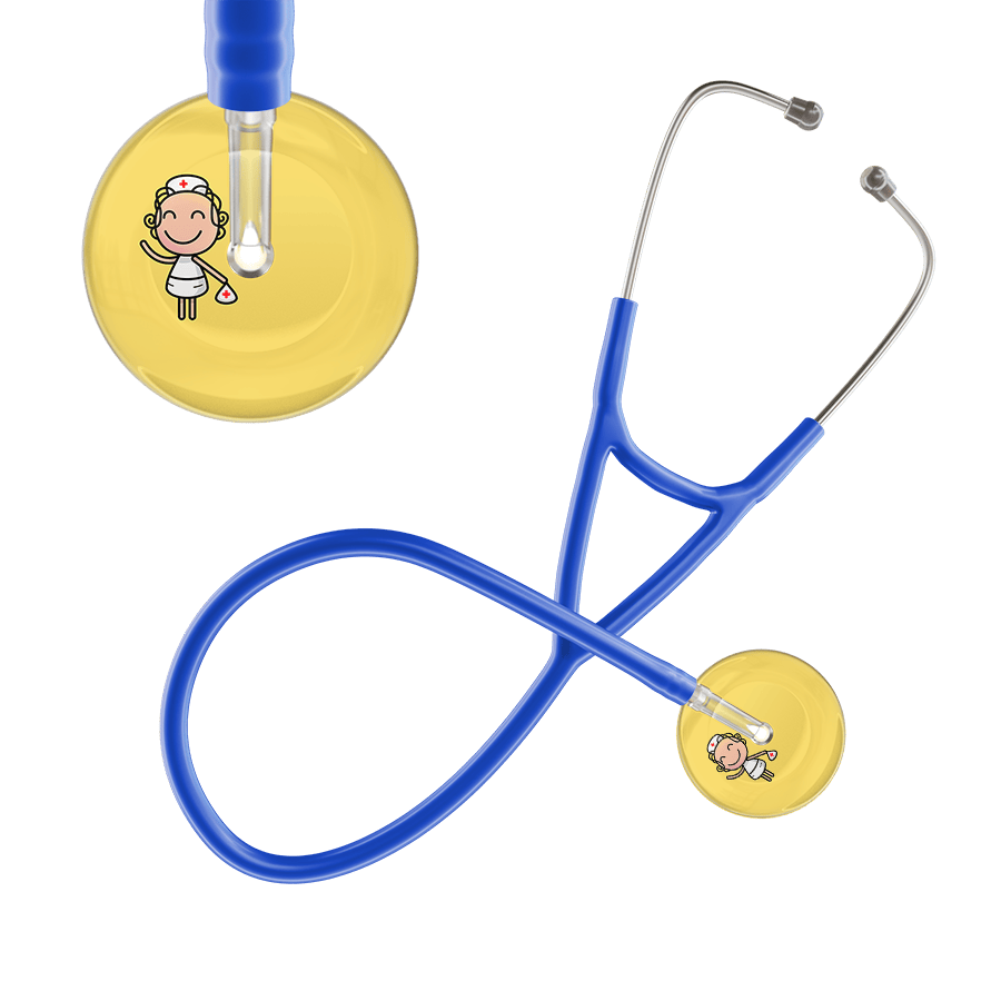 Ultrascope Single Stethoscope Light Yellow F2 Cartoon Nurse / Adult / Royal Blue Cartoon Nurse F2 Skin Cardiology Stethoscope