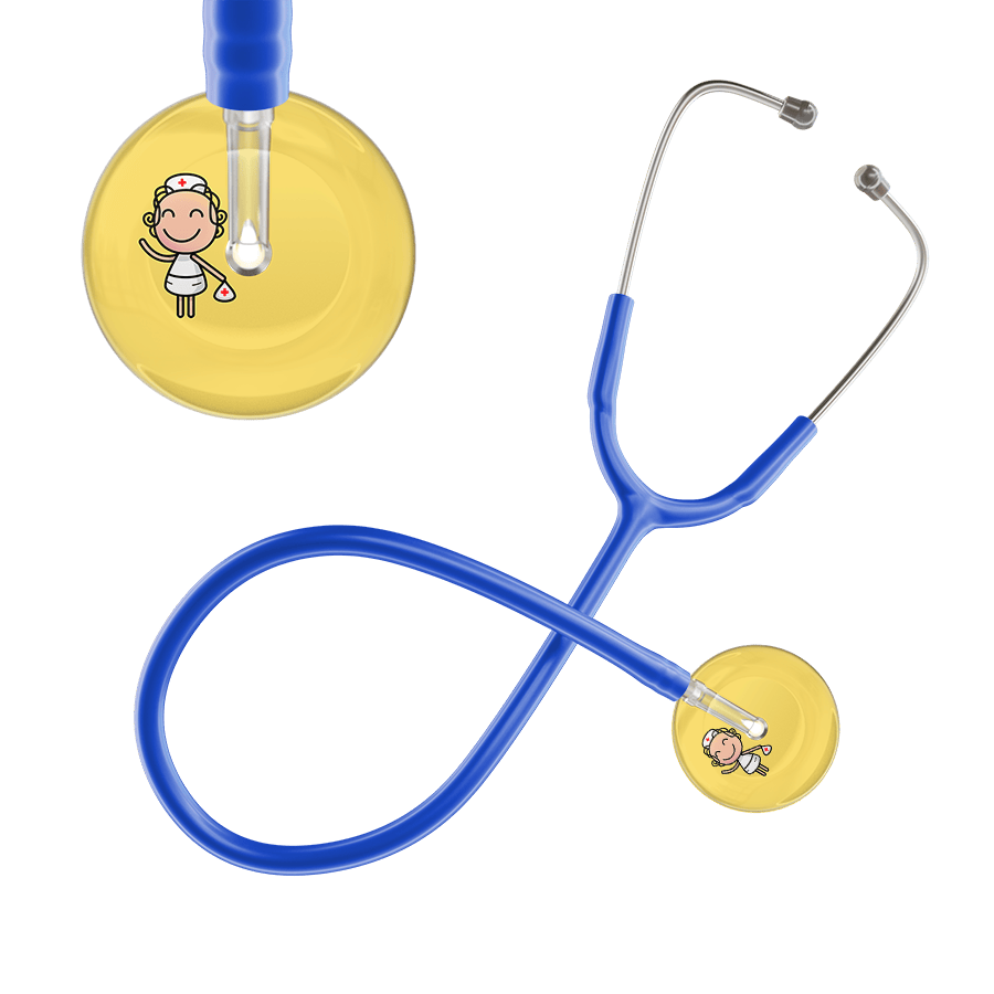 Ultrascope Single Stethoscope Light Yellow F2 Cartoon Nurse / Adult / Royal Blue Cartoon Nurse F2 Skin Stethoscope