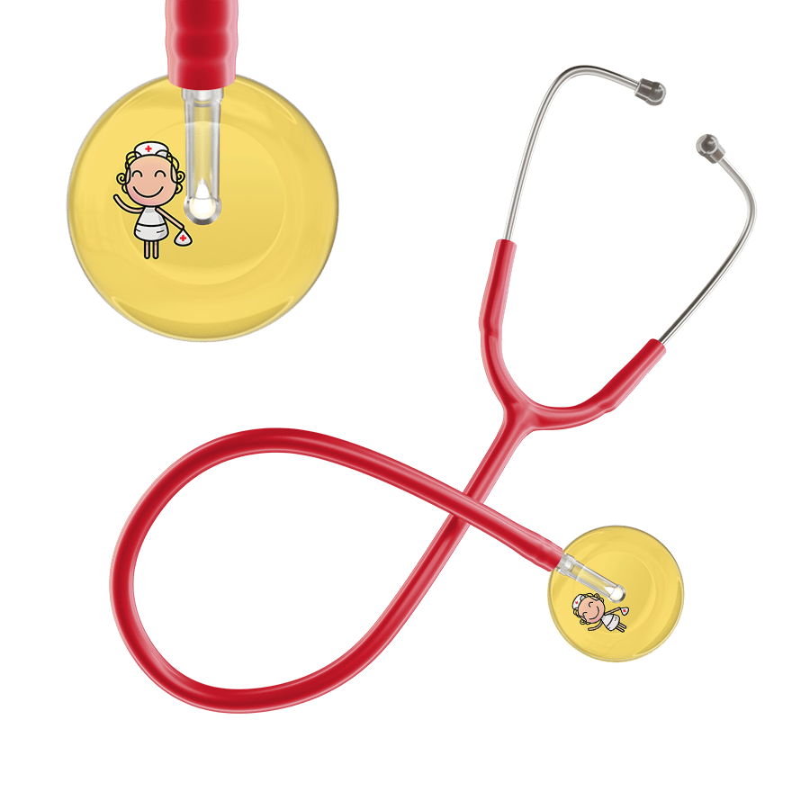 Ultrascope Single Stethoscope Light Yellow F2 Cartoon Nurse / Adult / Red Cartoon Nurse F2 Skin Stethoscope
