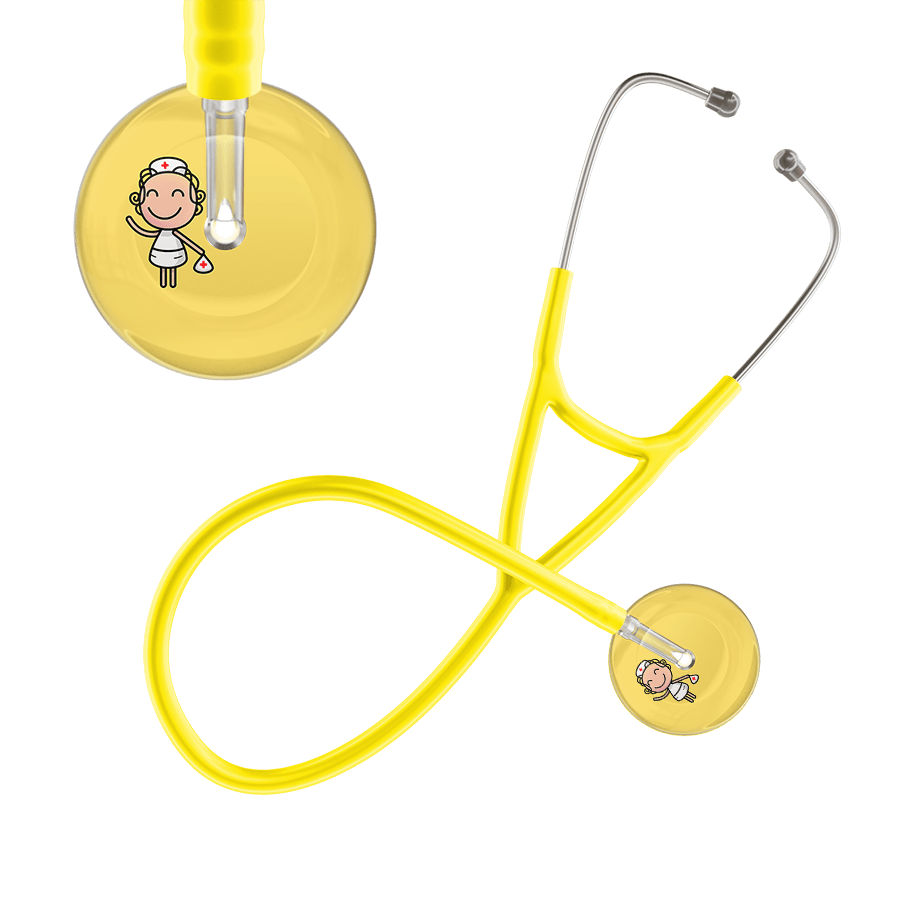 Ultrascope Single Stethoscope Light Yellow F2 Cartoon Nurse / Adult / Yellow Cartoon Nurse F2 Skin Cardiology Stethoscope