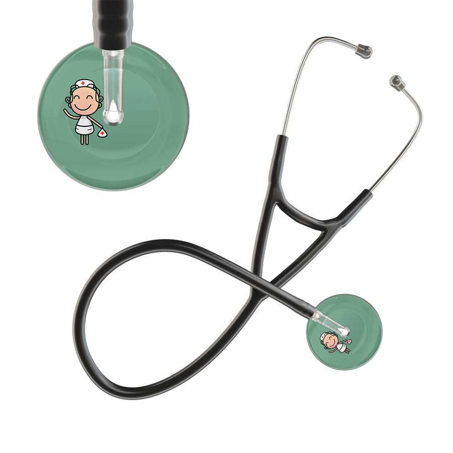 Ultrascope Single Stethoscope Sage F2 Cartoon Nurse / Adult / Black Cartoon Nurse F2 Skin Cardiology Stethoscope
