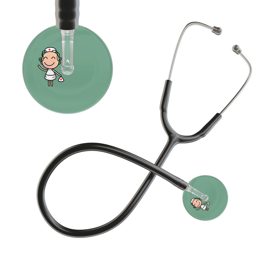 Ultrascope Single Stethoscope Sage F2 Cartoon Nurse / Adult / Black Cartoon Nurse Stethoscope