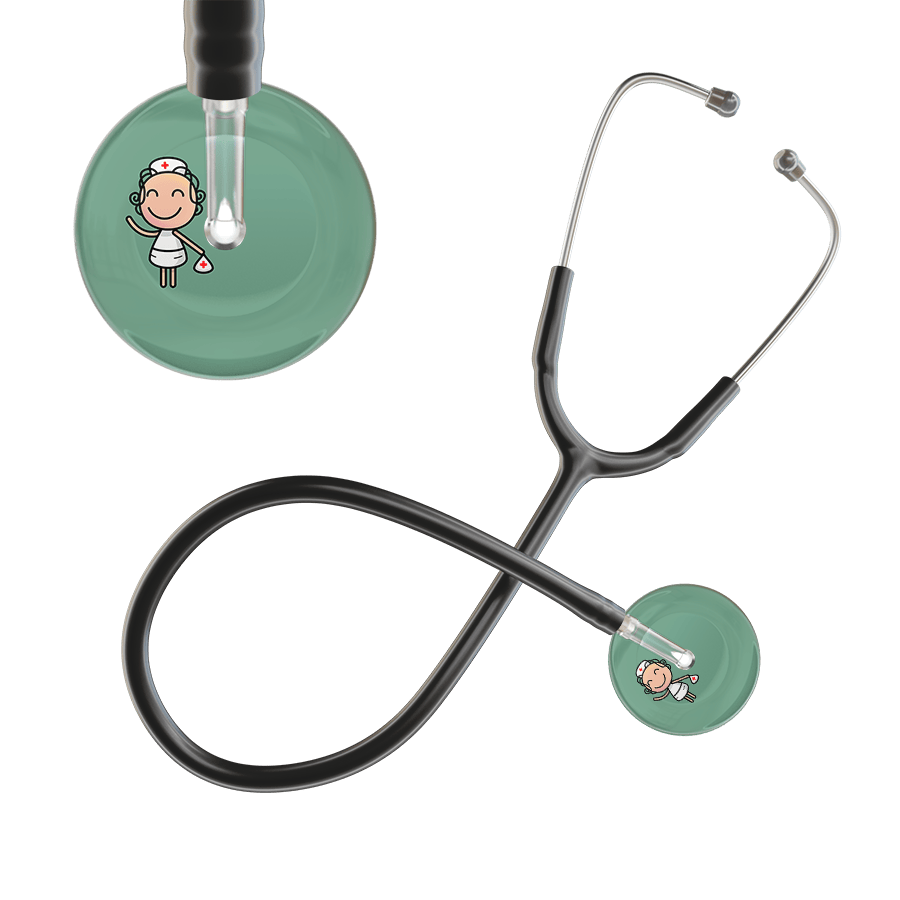 Ultrascope Single Stethoscope Sage F2 Cartoon Nurse / Adult / Black Cartoon Nurse F2 Skin Stethoscope
