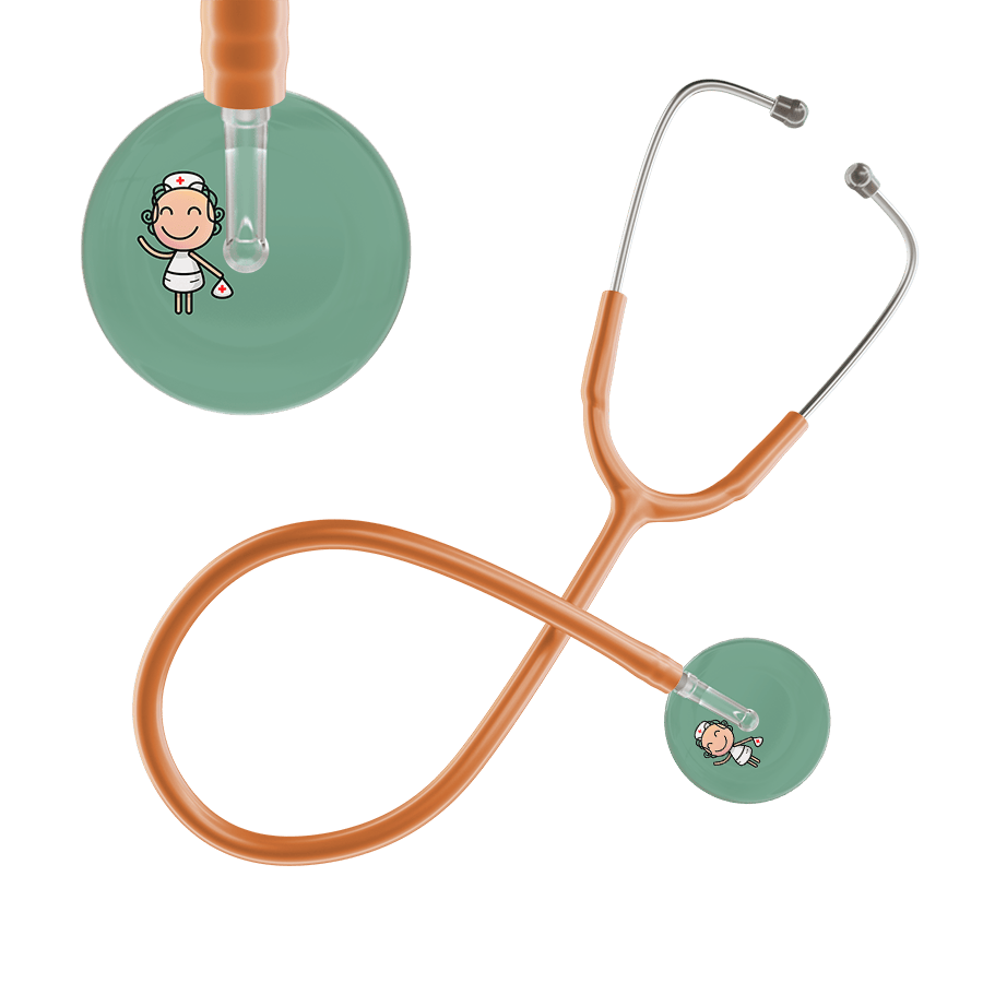 Ultrascope Single Stethoscope Sage F2 Cartoon Nurse / Adult / Caramel Cartoon Nurse F2 Skin Stethoscope