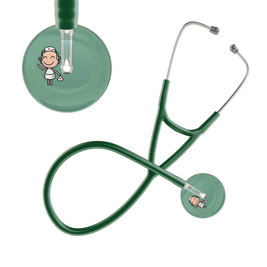 Ultrascope Single Stethoscope Sage F2 Cartoon Nurse / Adult / Dark Green Cartoon Nurse F2 Skin Cardiology Stethoscope