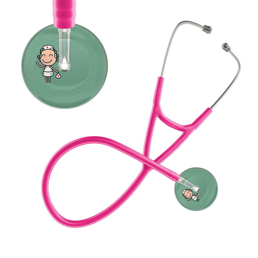Ultrascope Single Stethoscope Sage F2 Cartoon Nurse / Adult / Hot Pink Cartoon Nurse F2 Skin Cardiology Stethoscope
