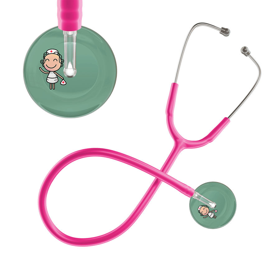 Ultrascope Single Stethoscope Sage F2 Cartoon Nurse / Adult / Hot Pink Cartoon Nurse F2 Skin Stethoscope