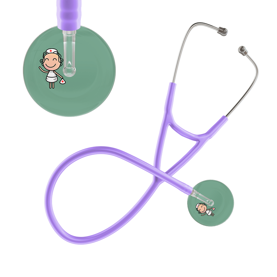 Ultrascope Single Stethoscope Sage F2 Cartoon Nurse / Adult / Lavender Cartoon Nurse Cardiology Stethoscope