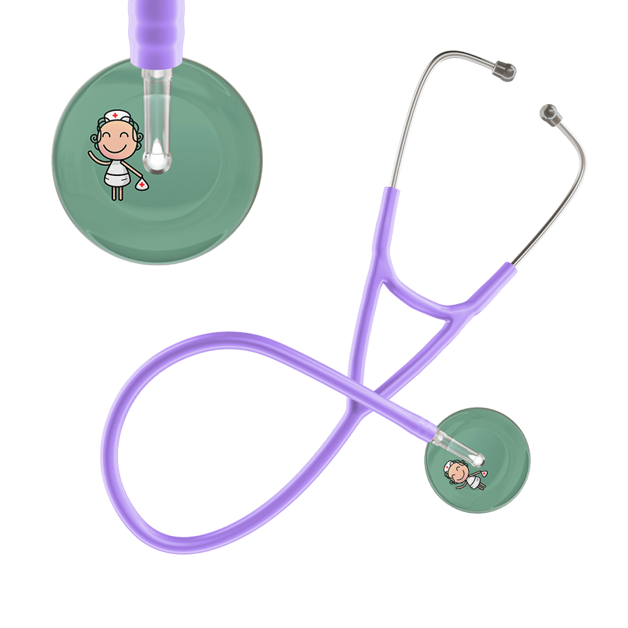 Ultrascope Single Stethoscope Sage F2 Cartoon Nurse / Adult / Lavender Cartoon Nurse F2 Skin Cardiology Stethoscope