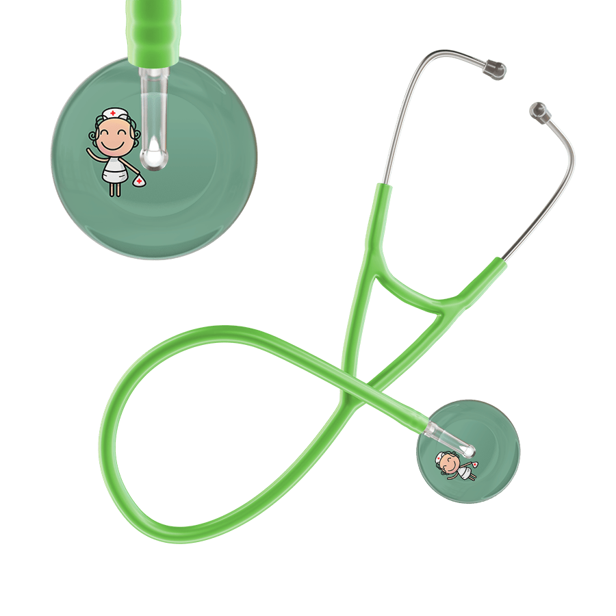 Ultrascope Single Stethoscope Sage F2 Cartoon Nurse / Adult / Lime Green Cartoon Nurse F2 Skin Cardiology Stethoscope