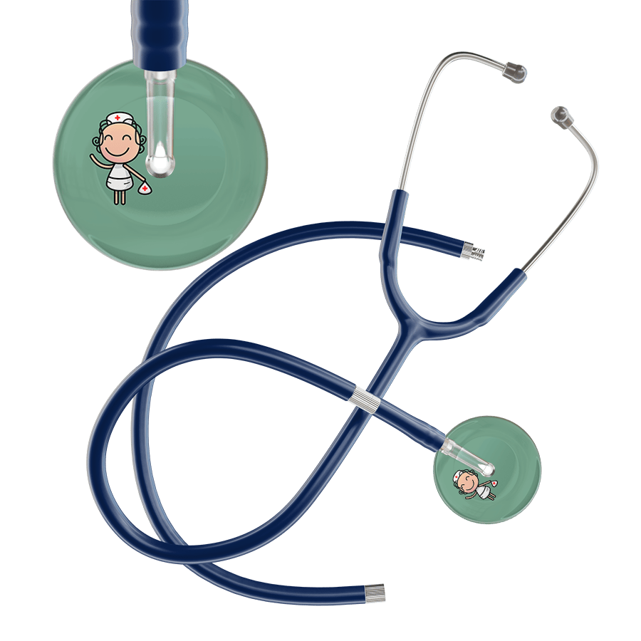 Ultrascope Single Stethoscope Sage F2 Cartoon Nurse / Adult / Navy Extended Tubing Cartoon Nurse F2 Skin Stethoscope