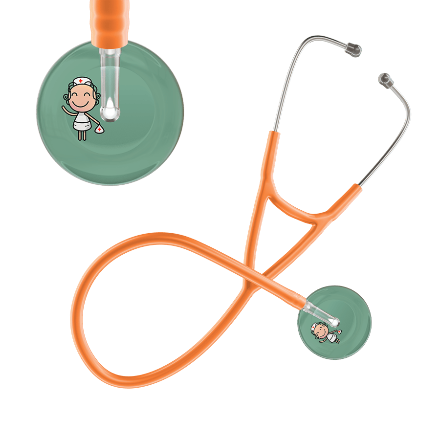 Ultrascope Single Stethoscope Sage F2 Cartoon Nurse / Adult / Orange Cartoon Nurse F2 Skin Cardiology Stethoscope