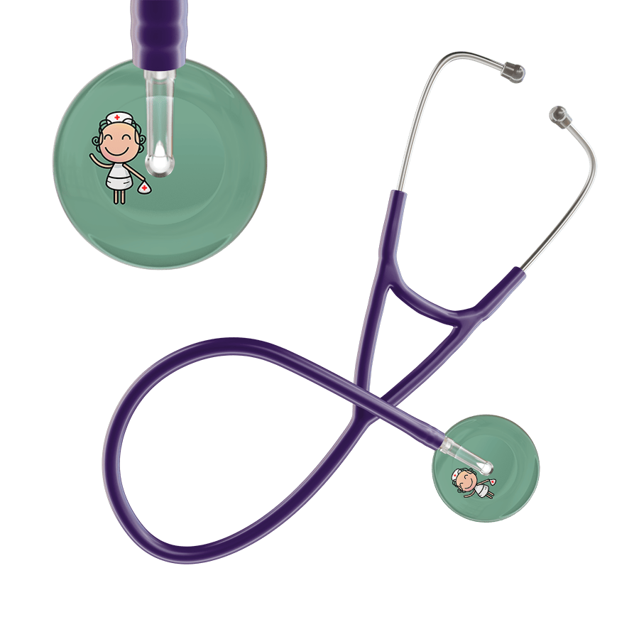 Ultrascope Single Stethoscope Sage F2 Cartoon Nurse / Adult / Purple Cartoon Nurse F2 Skin Cardiology Stethoscope