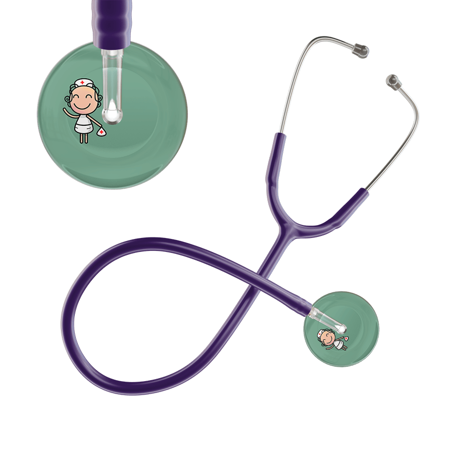 Ultrascope Single Stethoscope Sage F2 Cartoon Nurse / Adult / Purple Cartoon Nurse F2 Skin Stethoscope