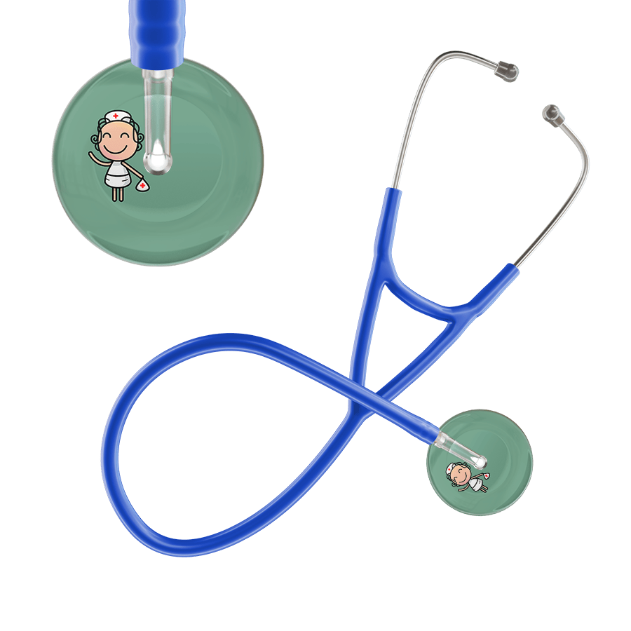 Ultrascope Single Stethoscope Sage F2 Cartoon Nurse / Adult / Royal Blue Cartoon Nurse F2 Skin Cardiology Stethoscope