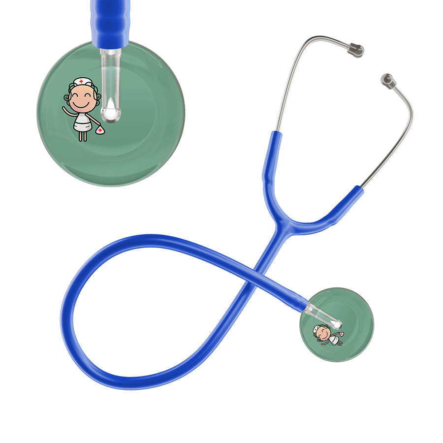 Ultrascope Single Stethoscope Sage F2 Cartoon Nurse / Adult / Royal Blue Cartoon Nurse F2 Skin Stethoscope
