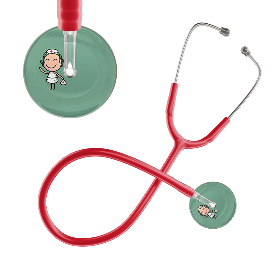 Ultrascope Single Stethoscope Sage F2 Cartoon Nurse / Adult / Red Cartoon Nurse F2 Skin Stethoscope