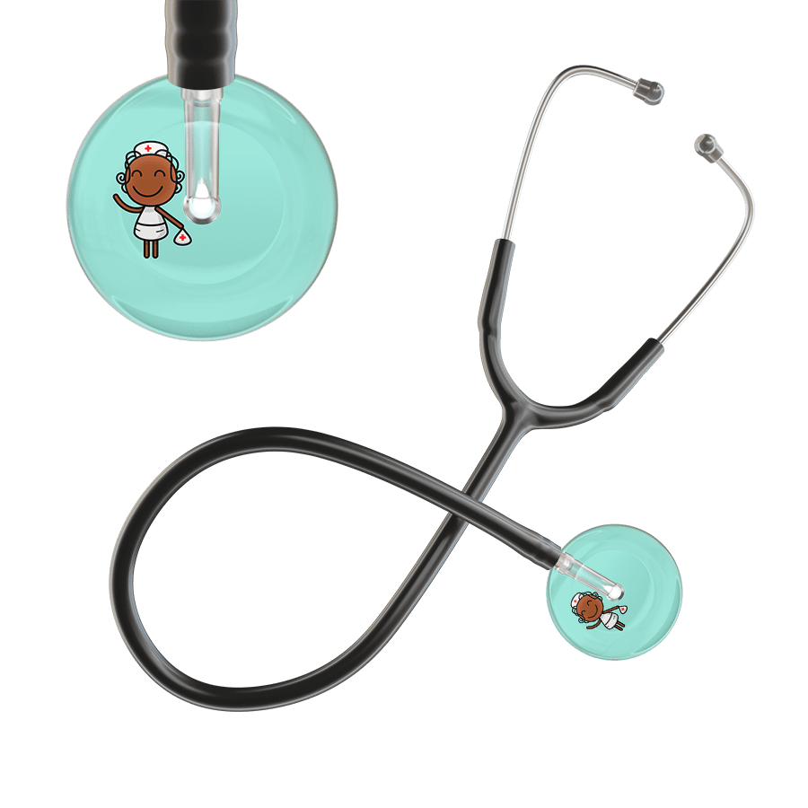 Ultrascope Single Stethoscope Robin's Egg F4 Cartoon Nurse / Adult / Black Cartoon Nurse F4 Skin Stethoscope