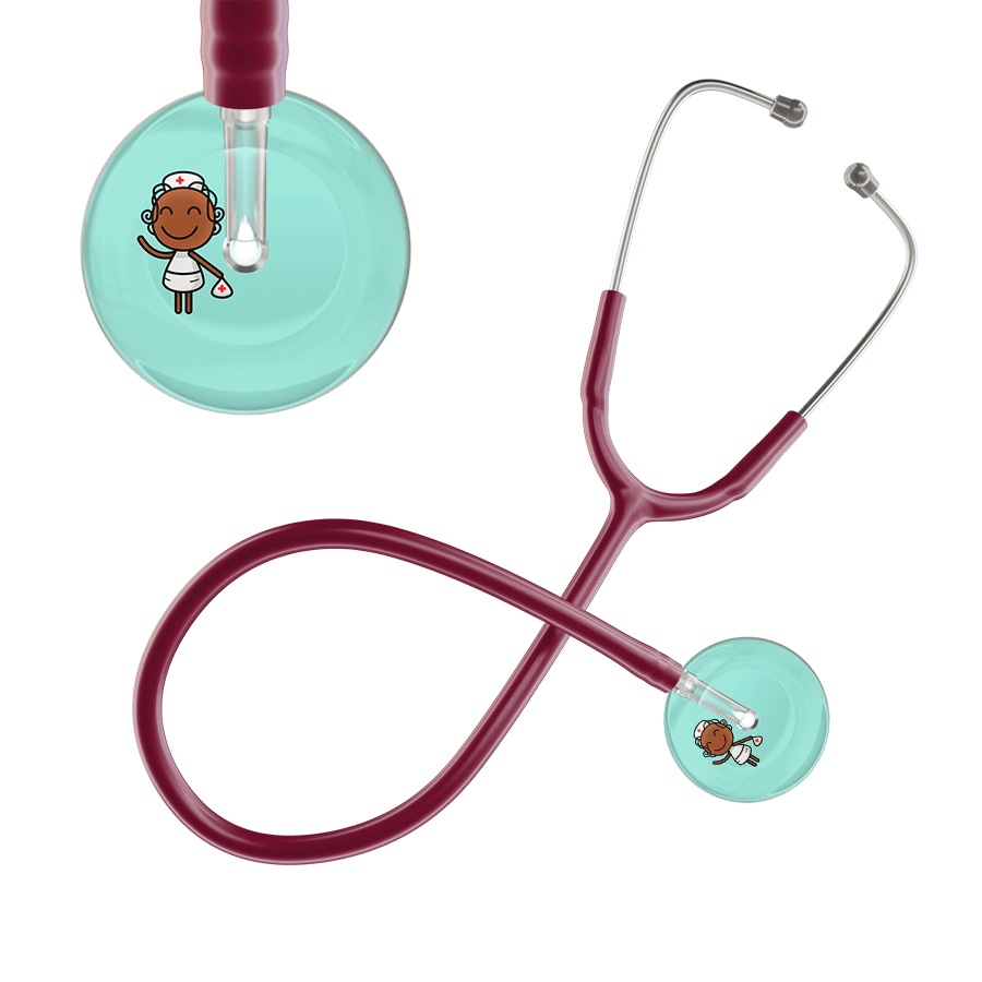 Ultrascope Single Stethoscope Robin's Egg F4 Cartoon Nurse / Adult / Burgundy Cartoon Nurse F4 Skin Stethoscope