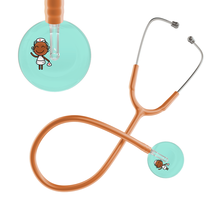 Ultrascope Single Stethoscope Robin's Egg F4 Cartoon Nurse / Adult / Caramel Cartoon Nurse F4 Skin Stethoscope
