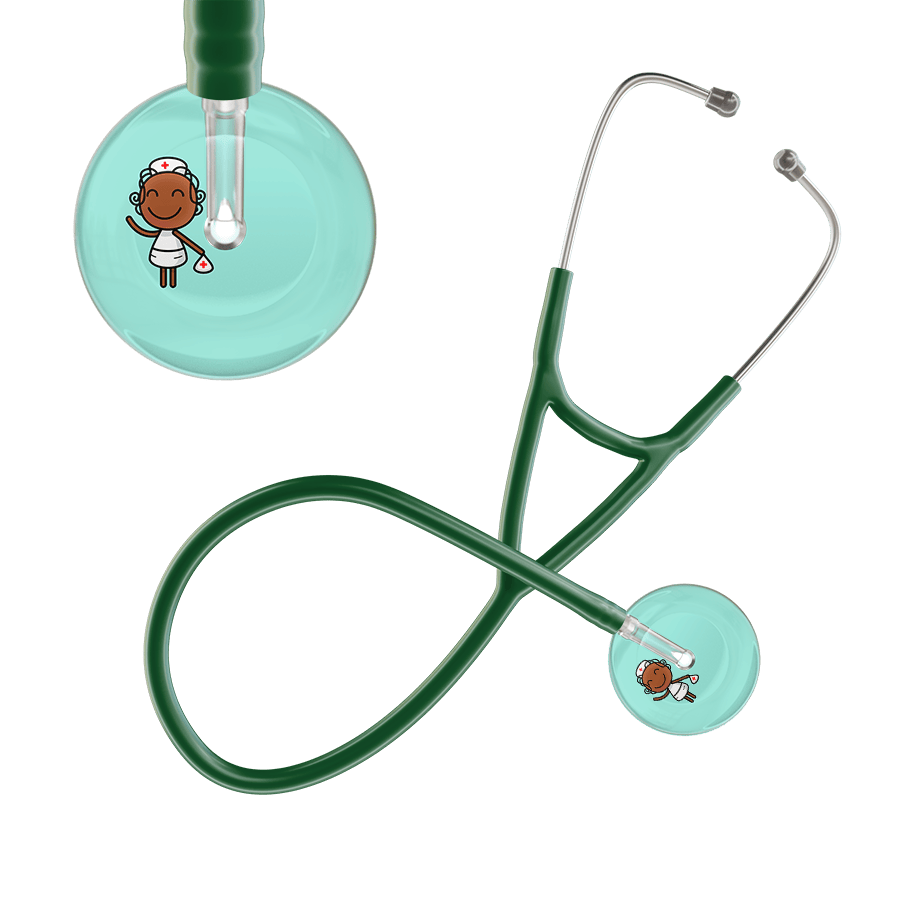 Ultrascope Single Stethoscope Robin's Egg F4 Cartoon Nurse / Adult / Dark Green Cartoon Nurse F4 Skin Cardiology Stethoscope