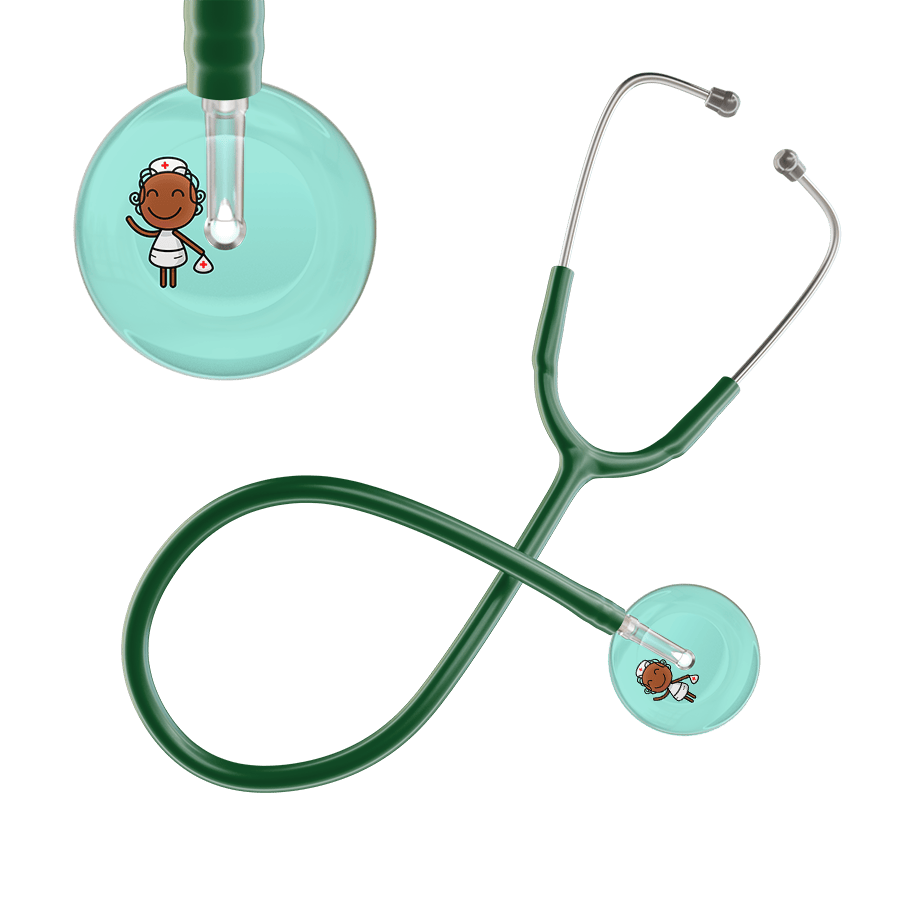 Ultrascope Single Stethoscope Robin's Egg F4 Cartoon Nurse / Adult / Dark Green Cartoon Nurse F4 Skin Stethoscope