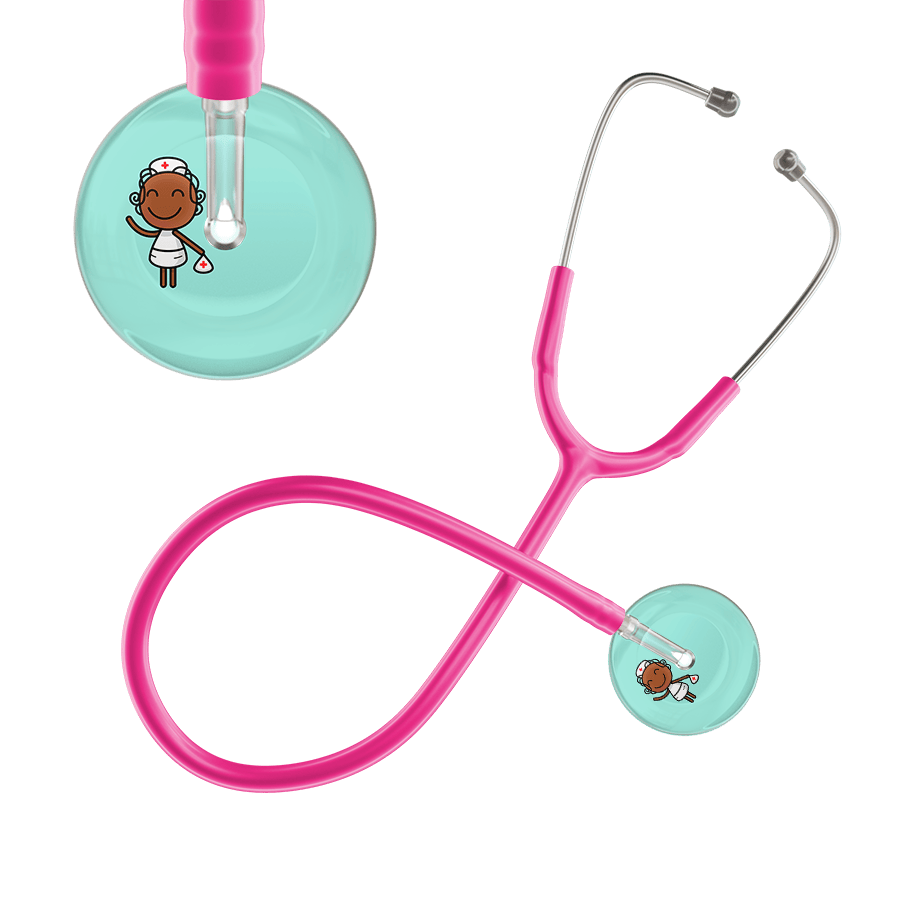Ultrascope Single Stethoscope Robin's Egg F4 Cartoon Nurse / Adult / Hot Pink Cartoon Nurse F4 Skin Stethoscope