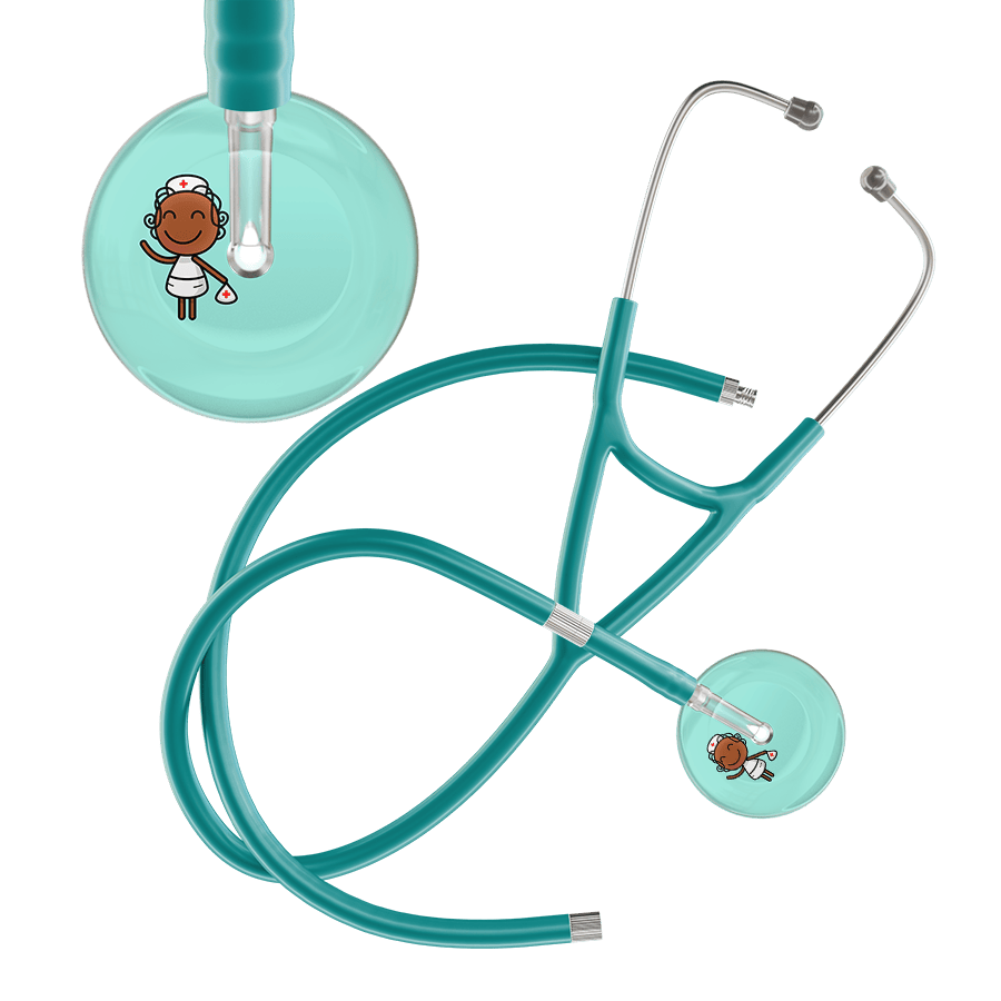 Ultrascope Single Stethoscope Robin's Egg F4 Cartoon Nurse / Adult / Jade Extended Tubing Cartoon Nurse F4 Skin Cardiology Stethoscope