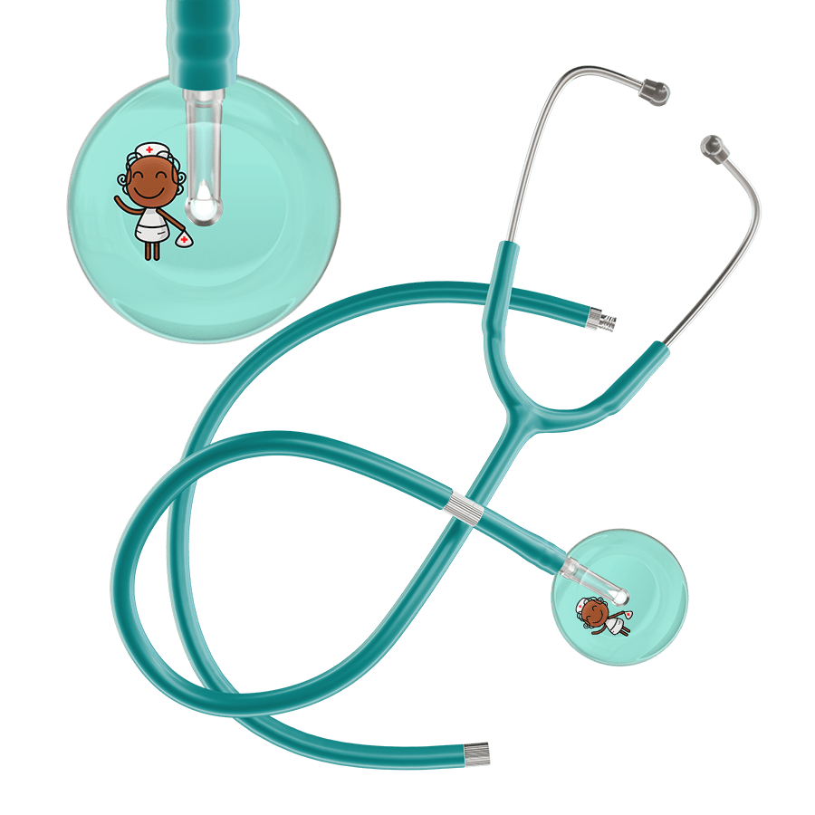 Ultrascope Single Stethoscope Robin's Egg F4 Cartoon Nurse / Adult / Jade Extended Tubing Cartoon Nurse F4 Skin Stethoscope
