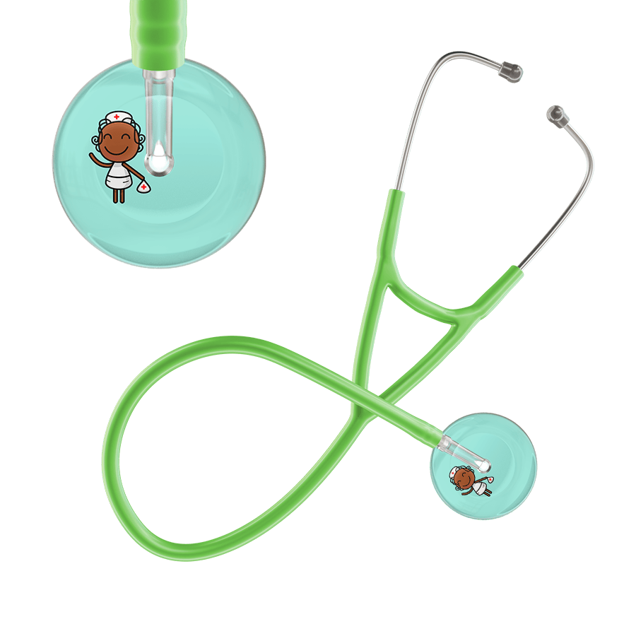 Ultrascope Single Stethoscope Robin's Egg F4 Cartoon Nurse / Adult / Lime Green Cartoon Nurse F4 Skin Cardiology Stethoscope