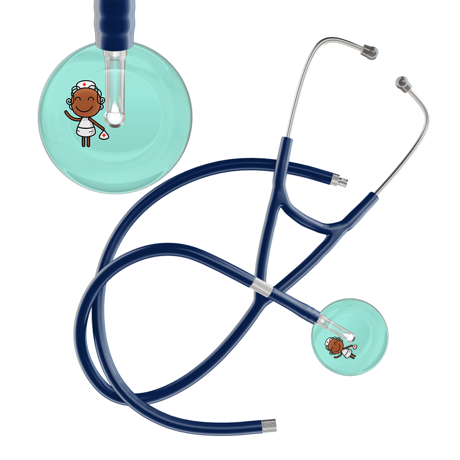 Ultrascope Single Stethoscope Robin's Egg F4 Cartoon Nurse / Adult / Navy Extended Tubing Cartoon Nurse F4 Skin Cardiology Stethoscope
