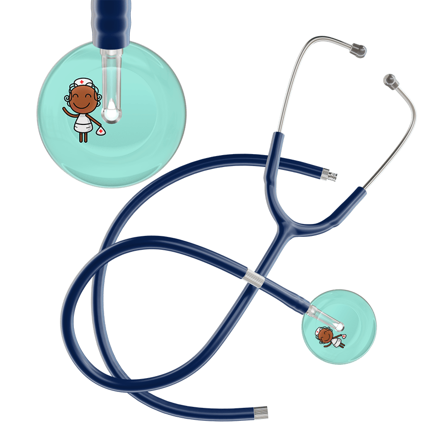 Ultrascope Single Stethoscope Robin's Egg F4 Cartoon Nurse / Adult / Navy Extended Tubing Cartoon Nurse F4 Skin Stethoscope