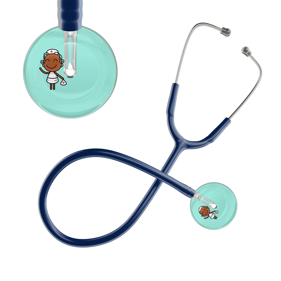 Ultrascope Single Stethoscope Robin's Egg F4 Cartoon Nurse / Adult / Navy Cartoon Nurse F4 Skin Stethoscope