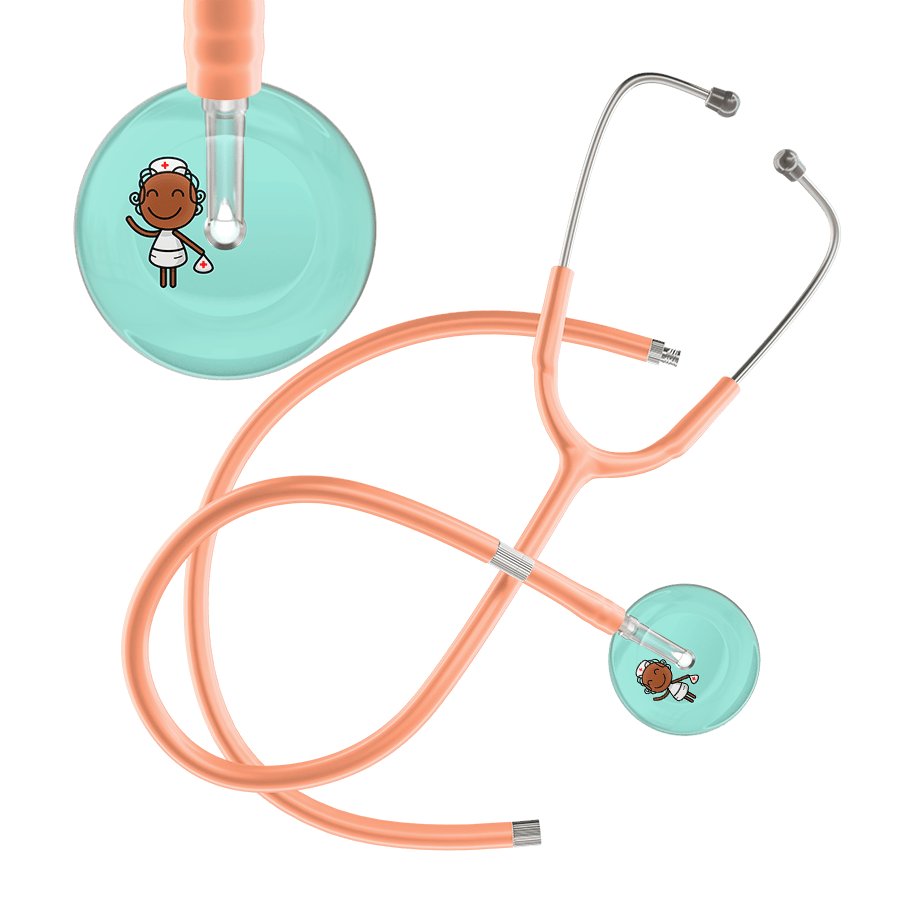 Ultrascope Single Stethoscope Robin's Egg F4 Cartoon Nurse / Adult / Peach Extended Tubing Cartoon Nurse F4 Skin Stethoscope