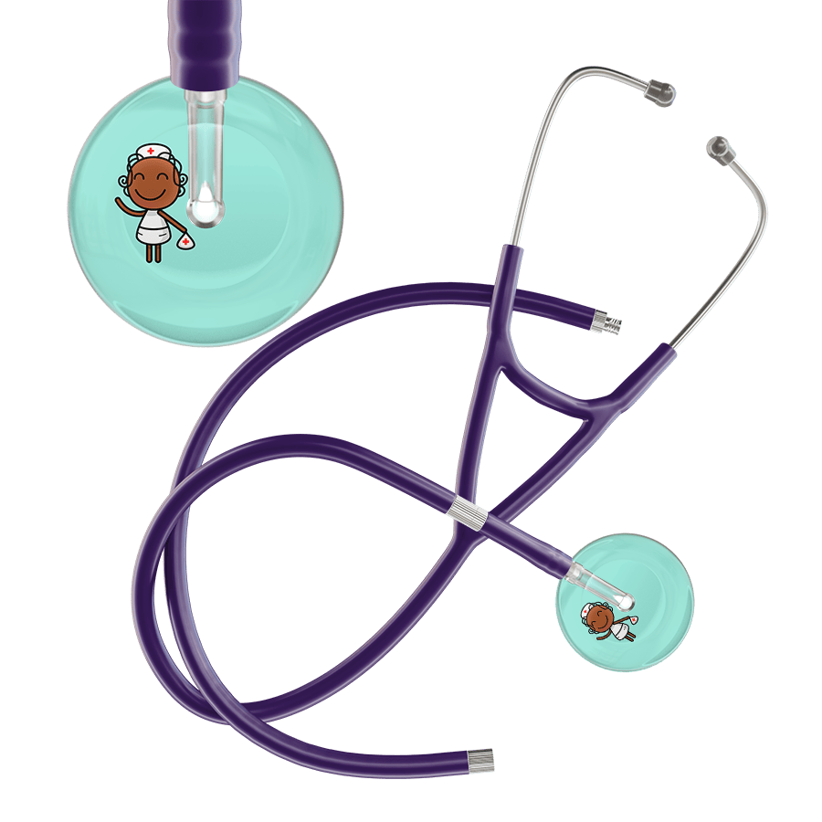 Ultrascope Single Stethoscope Robin's Egg F4 Cartoon Nurse / Adult / Purple Extended Tubing Cartoon Nurse F4 Skin Cardiology Stethoscope
