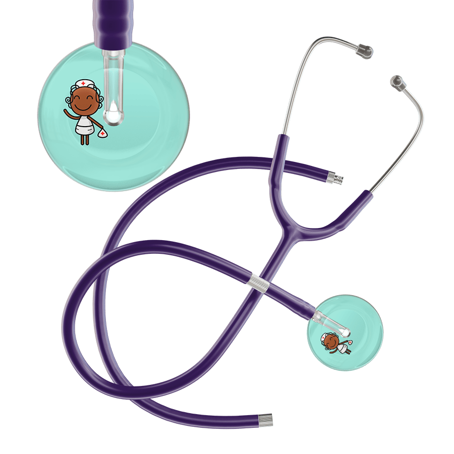 Ultrascope Single Stethoscope Robin's Egg F4 Cartoon Nurse / Adult / Purple Extended Tubing Cartoon Nurse F4 Skin Stethoscope