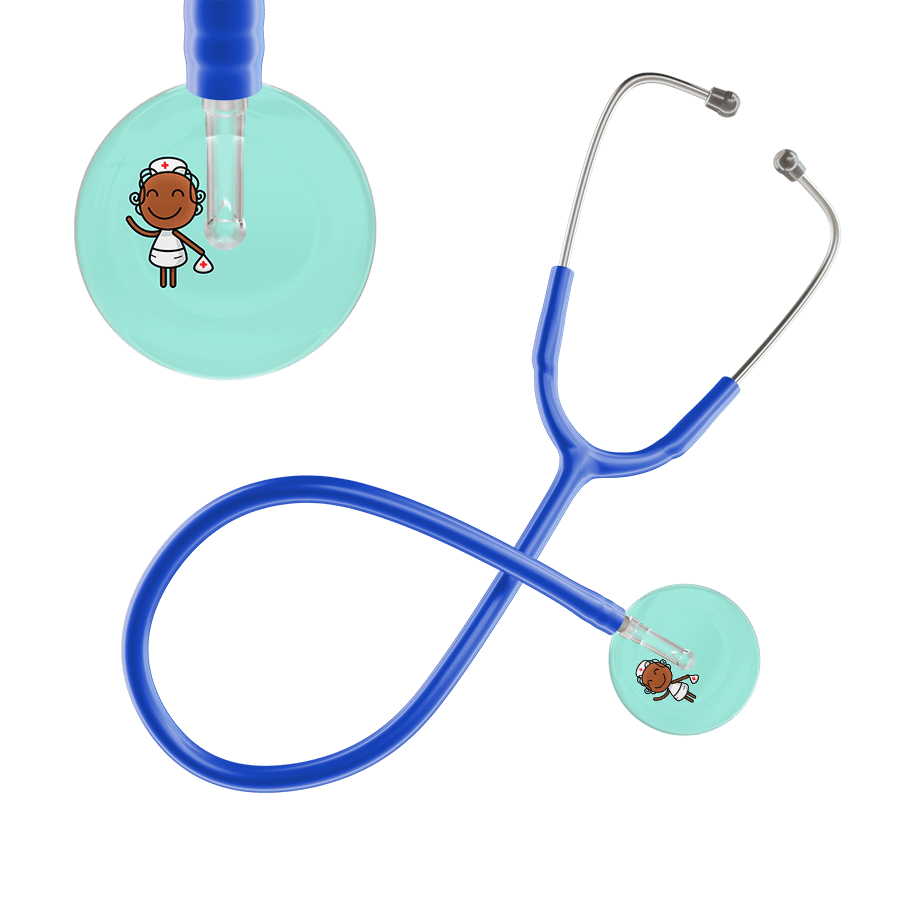 Ultrascope Single Stethoscope Robin's Egg F4 Cartoon Nurse / Adult / Royal Blue Cartoon Nurse Stethoscope