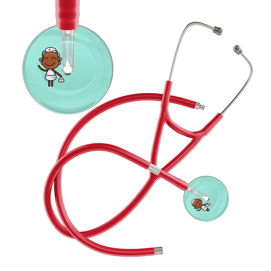 Ultrascope Single Stethoscope Robin's Egg F4 Cartoon Nurse / Adult / Red Extended Tubing Cartoon Nurse F4 Skin Cardiology Stethoscope